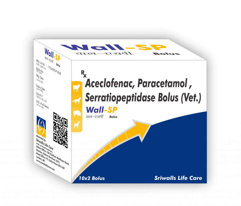 Aceclofenac, Paracetamol, Serratiopeptidase, Veterinary Bolus